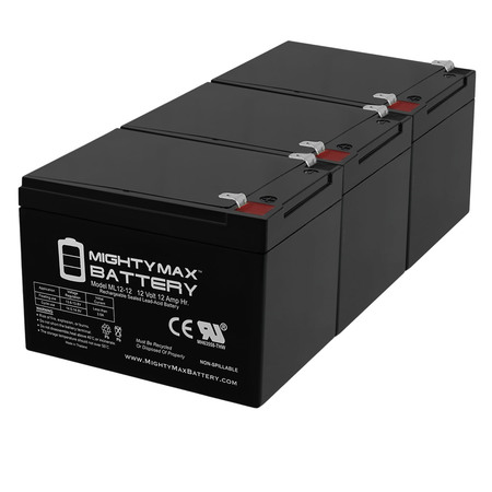 MIGHTY MAX BATTERY 12V 12AH Compatible Battery for 6-DZM-12 APC Scooter Medical - 3 Pack ML12-12F2MP3370